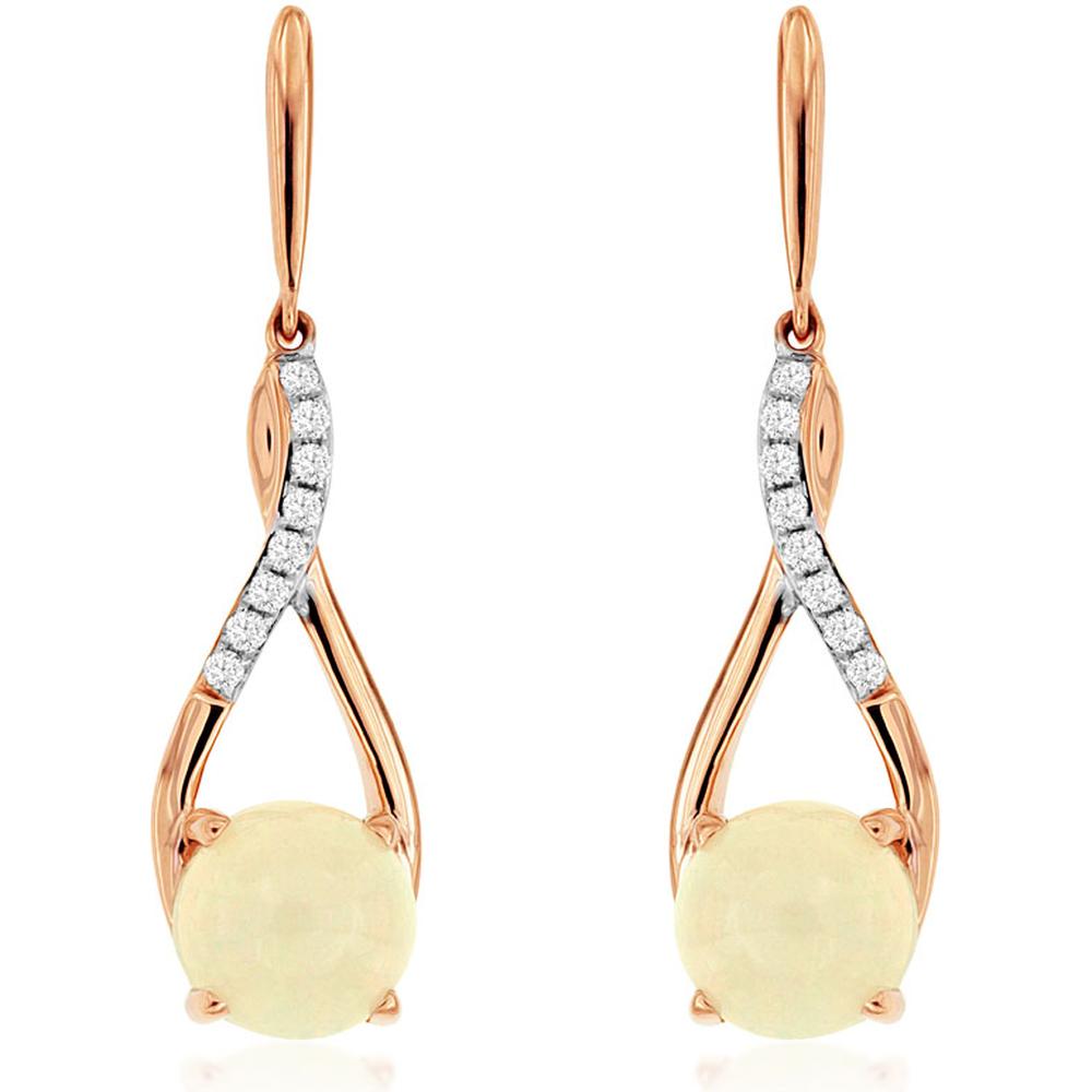 Royal 14K Rose Gold Opal & Diamond Earrings - Enchanting Statement Pieces