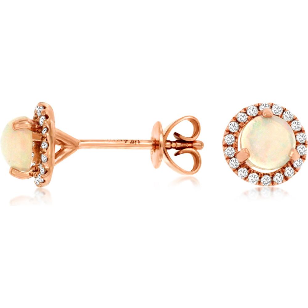 Royal 14K Rose Gold Opal & Diamond Earrings - Mesmerizing Beauty