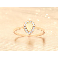Royal 14K Rose Gold Opal & Diamond Halo Ring - 0.28 Carats Opal, 0.14 Carats Total Diamond Weight