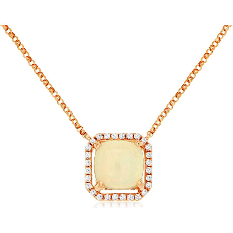 Royal 14K Rose Gold Opal & Diamond Necklace - Captivating Ethereal Beauty