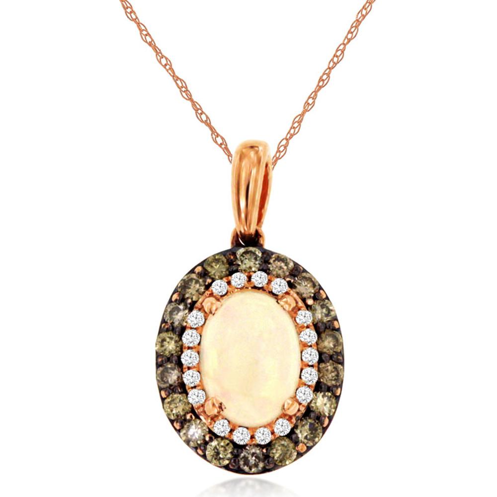 Royal 14K Rose Gold Opal and Diamond Pendant - Timeless Elegance