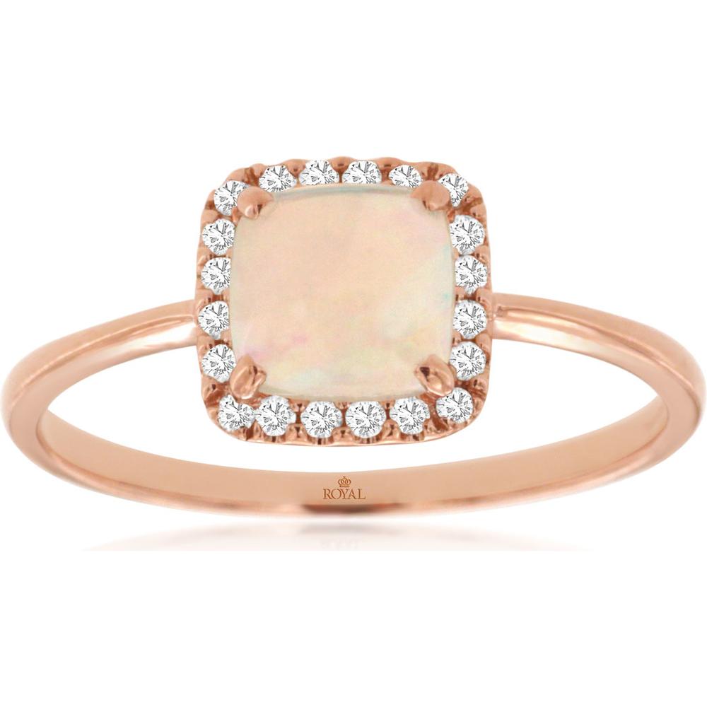 Royal 14K Rose Gold Opal & Diamond Ring - Captivating Beauty