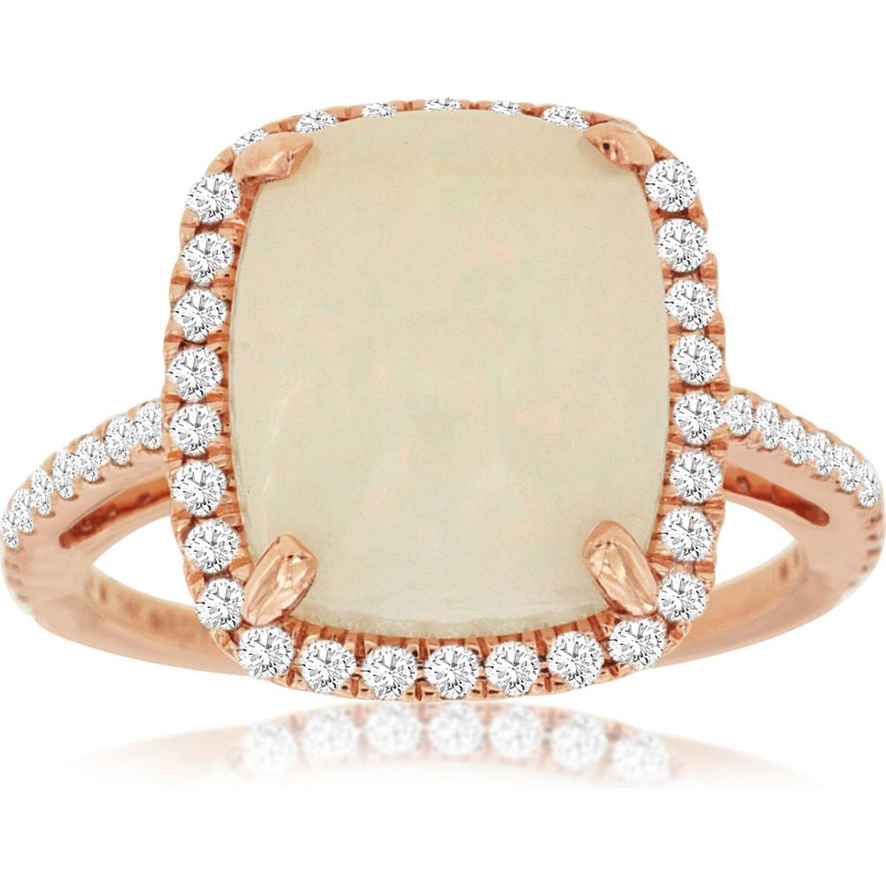 Royal 14K Rose Gold Opal & Diamond Ring - Enchanting Elegance