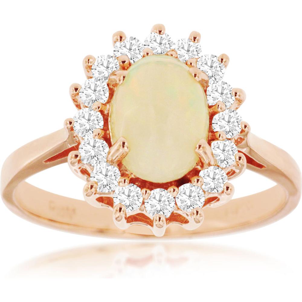 Royal 14K Rose Gold Opal & Diamond Ring - Enchanting Ethereal Beauty