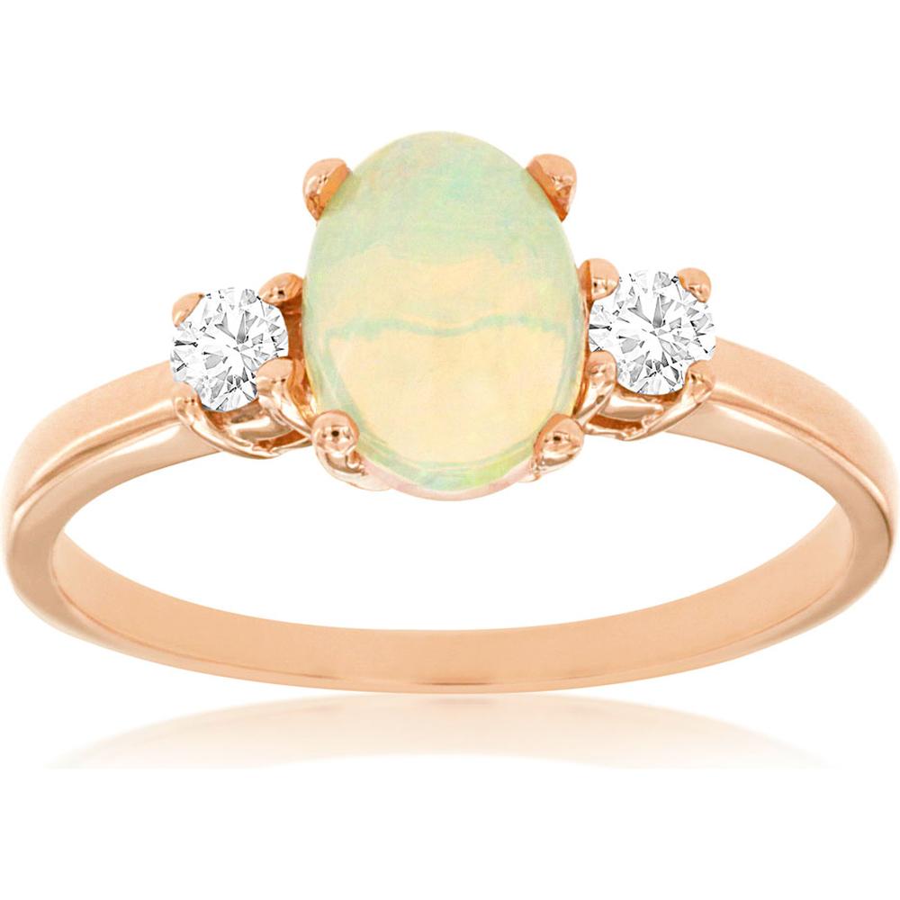 Royal 14K Rose Gold Opal & Diamond Ring - Ethereal Beauty in Every Glance