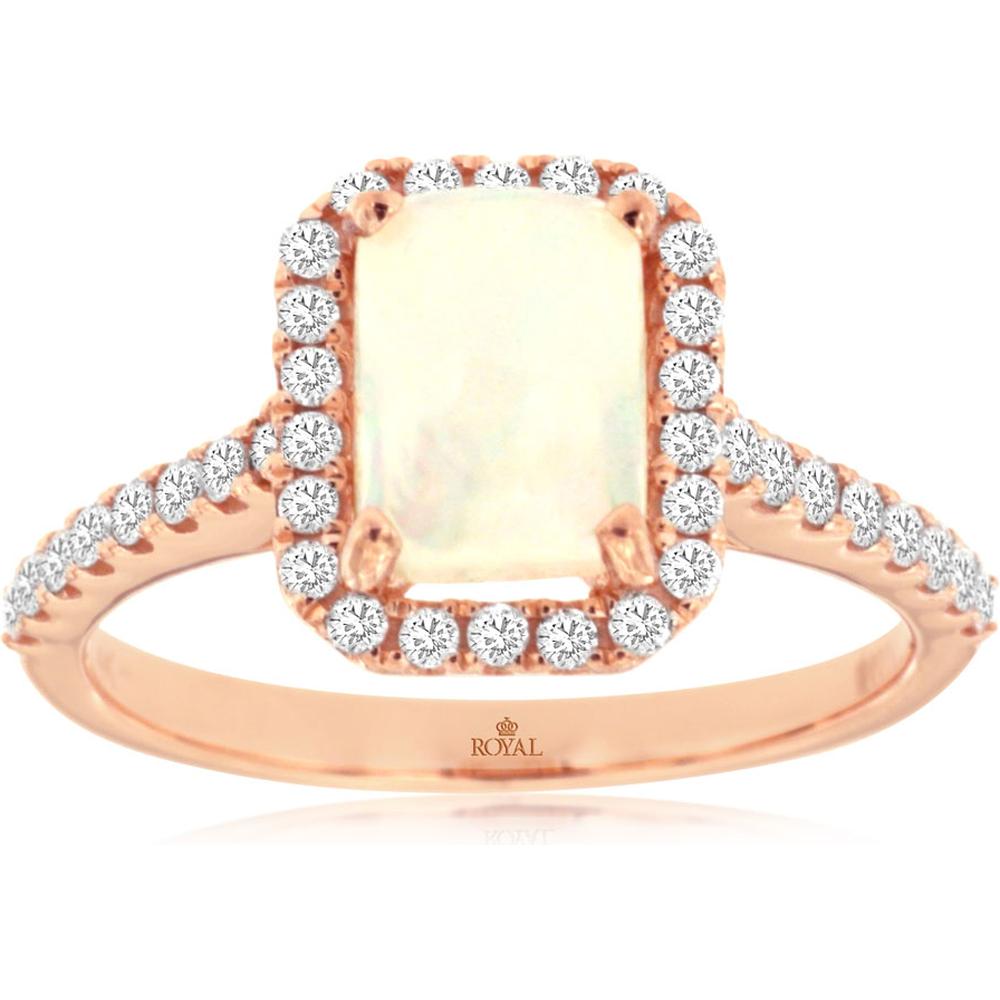 Royal 14K Rose Gold Opal & Diamond Ring - Exquisite Beauty