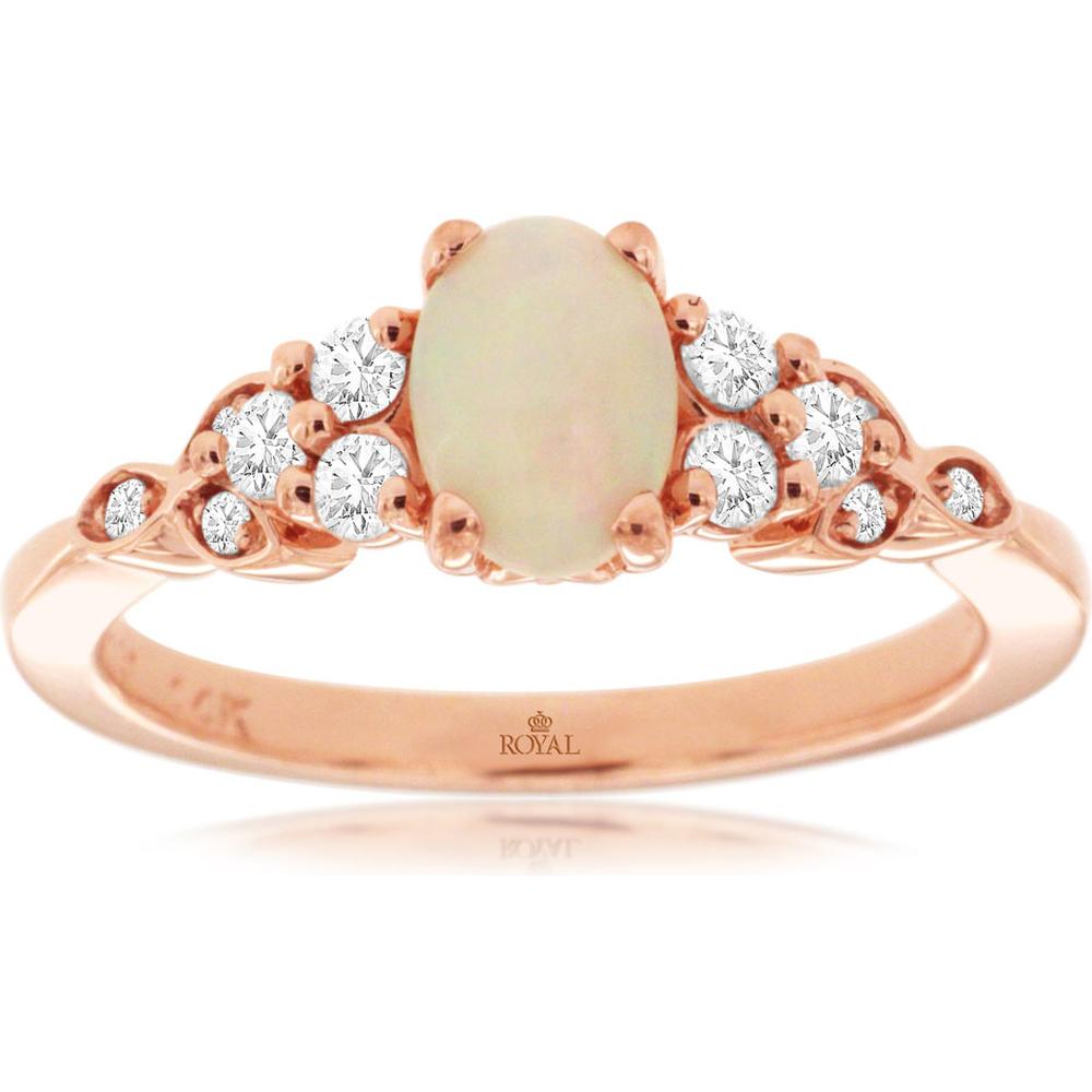 Royal 14K Rose Gold Opal & Diamond Ring - Exquisite Statement of Elegance