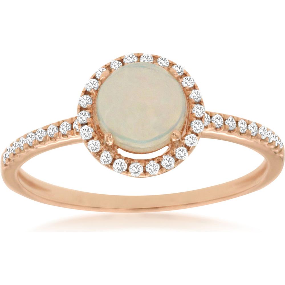 Royal 14K Rose Gold Opal & Diamond Ring - Timeless Beauty & Elegance