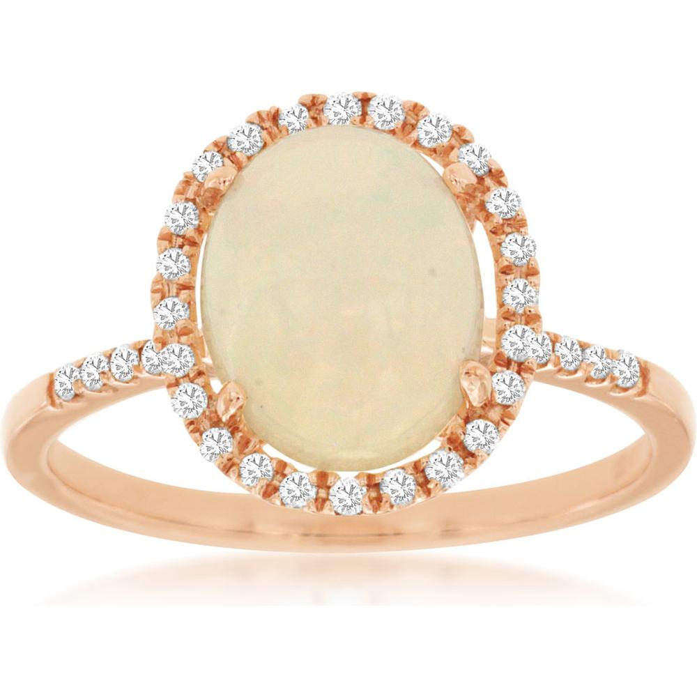 Royal 14K Rose Gold Opal & Diamond Ring - Timeless Elegance in Oval Design