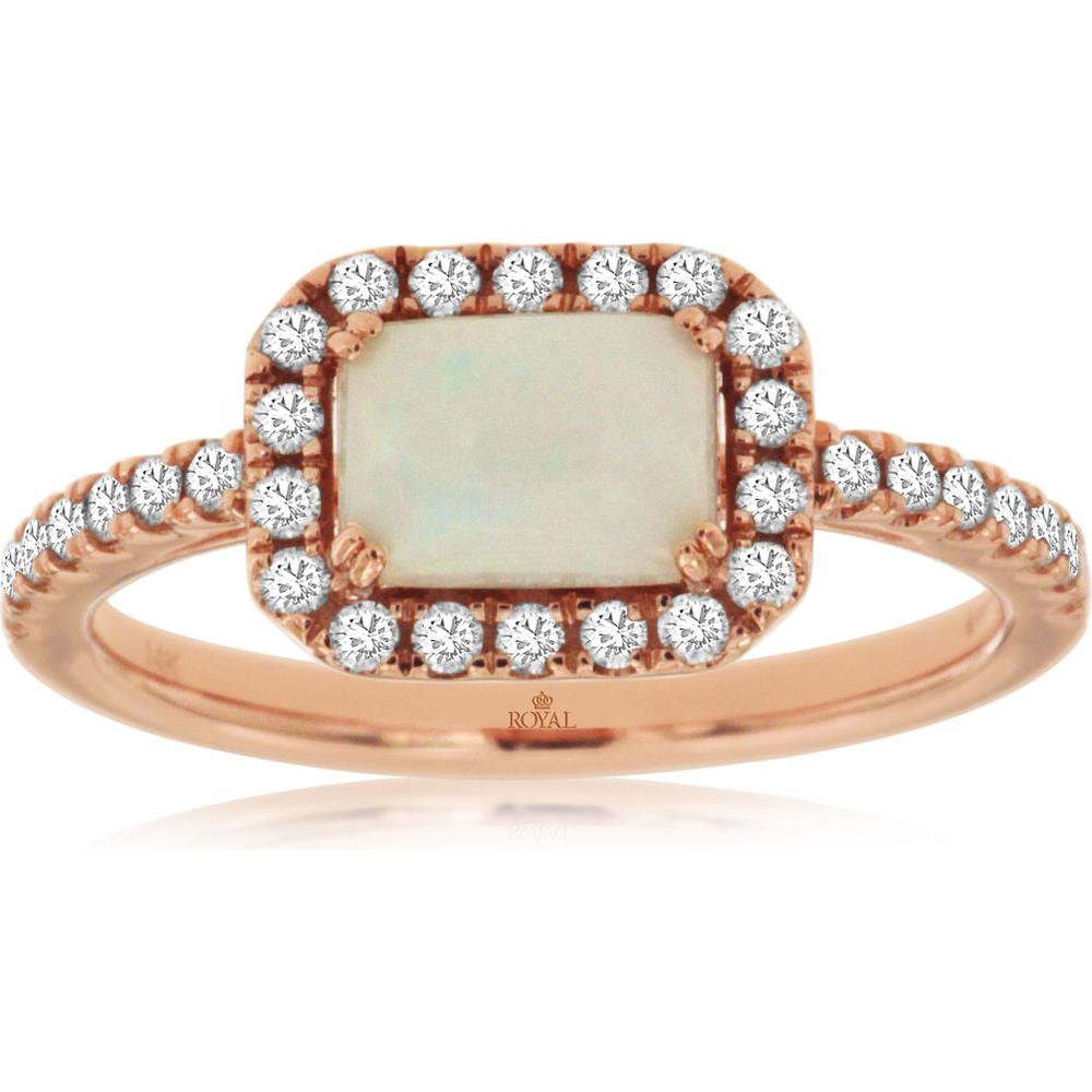Royal 14K Rose Gold Opal & Diamond Ring - Timeless Elegance