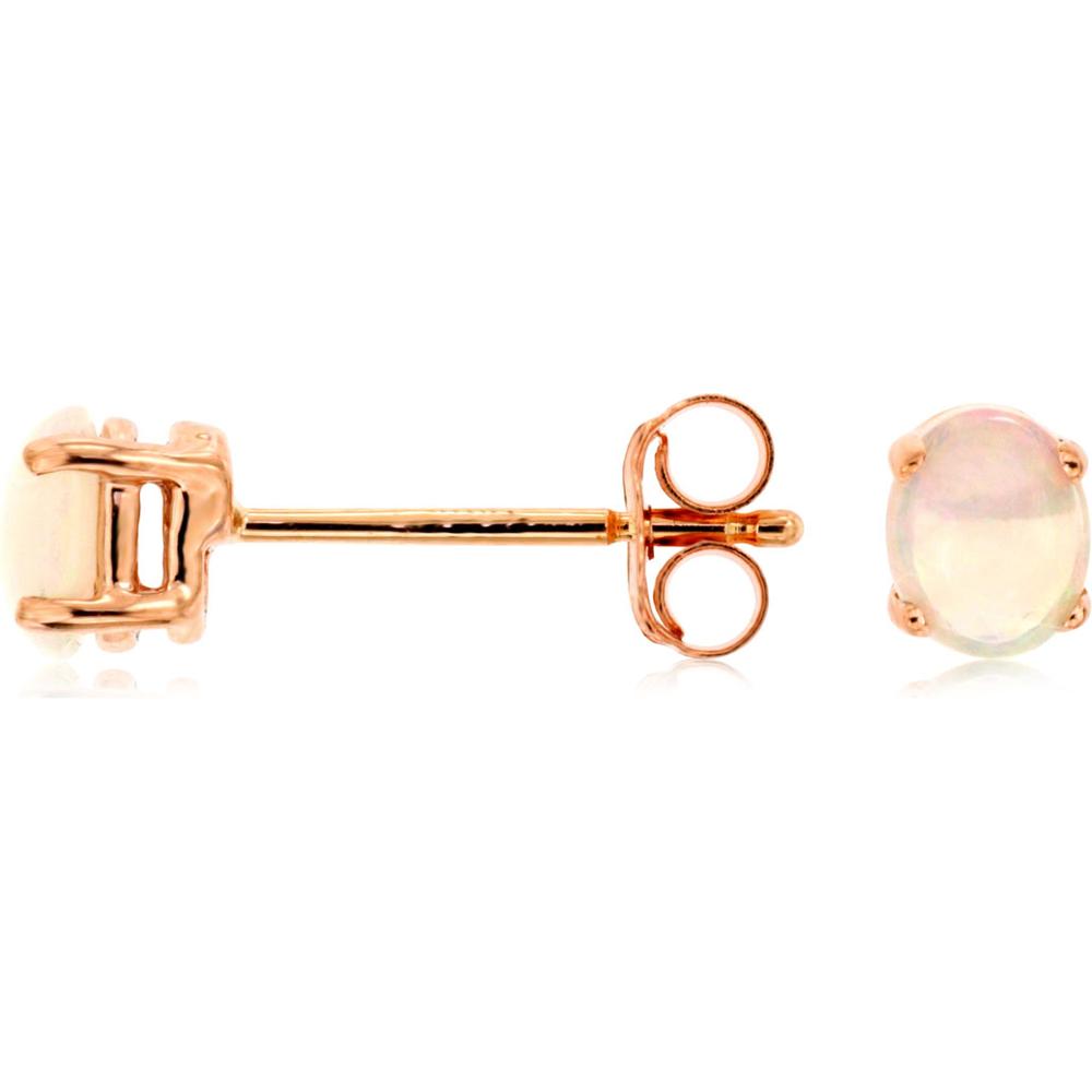 Royal 14K Rose Gold Opal Stud Earrings - 0.45 Carat Total Gem Weight