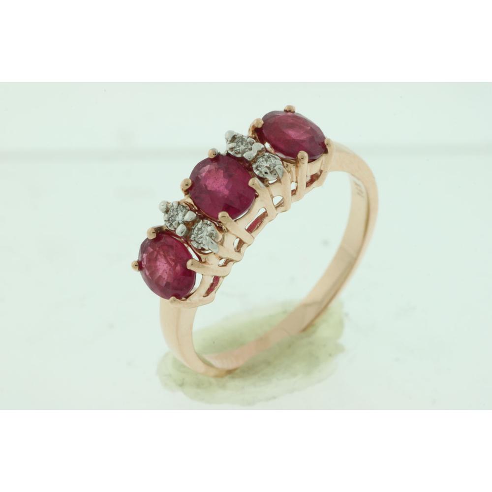 Royal 14K Rose Gold Oval Ruby & Diamond Ring - 1.20 Carat Ruby, 0.06 Carat Diamonds