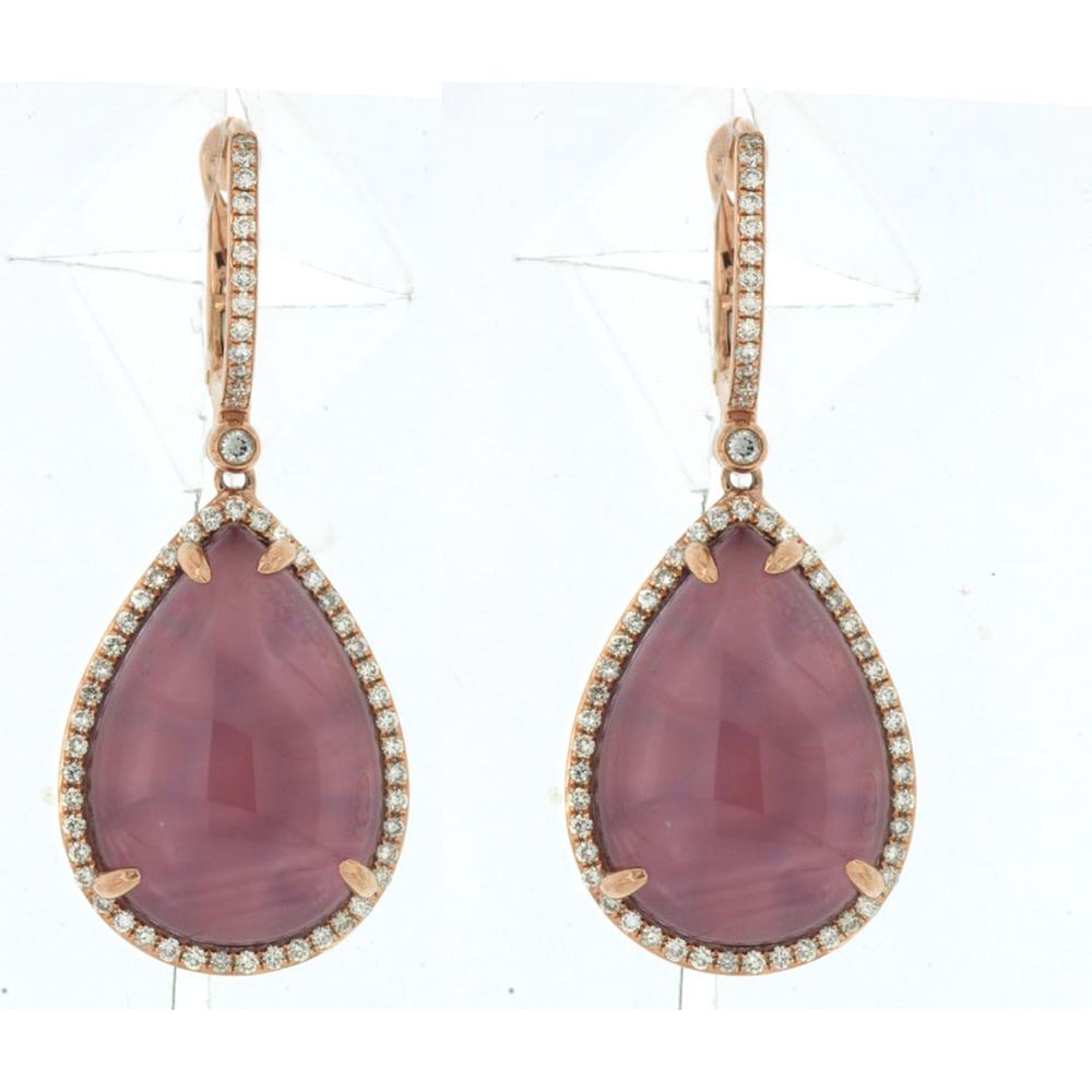 Royal 14K Rose Gold Pear-Shaped Amethyst & Diamond Halo Earrings - 23.30 Carat Total Gem Weight