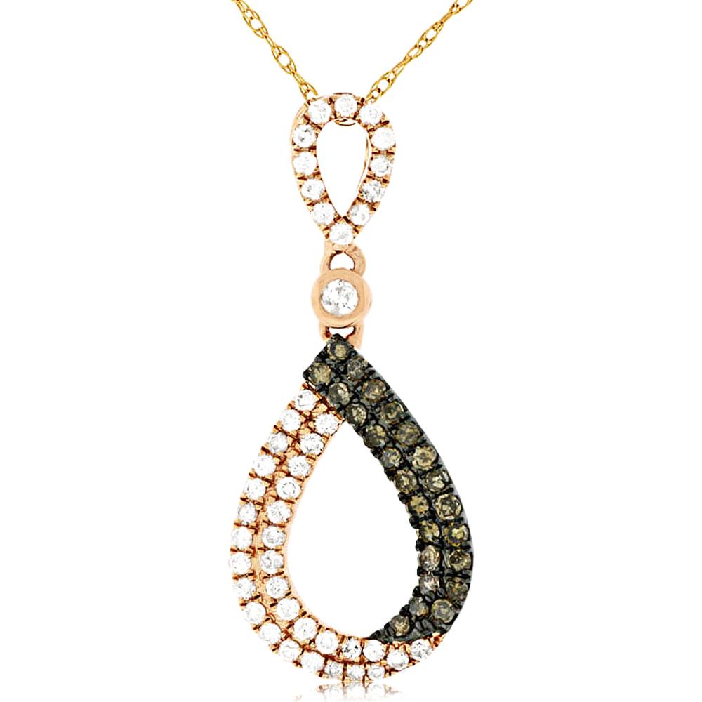 Royal 14K Rose Gold Pendant with 0.30 Carats White Diamonds and 0.20 Carats Mocha Diamonds