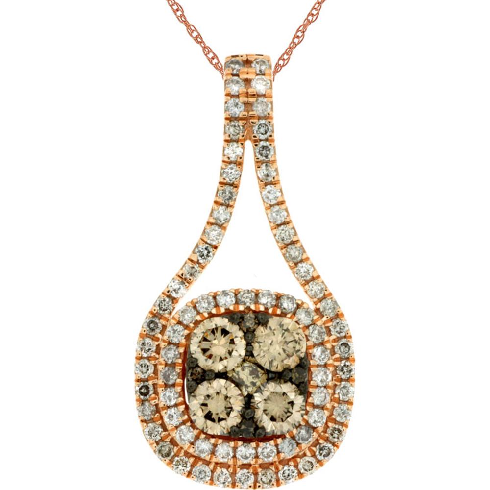 Royal 14K Rose Gold Pendant with Brown and White Diamonds - 1.05 Carats Total Diamond Weight