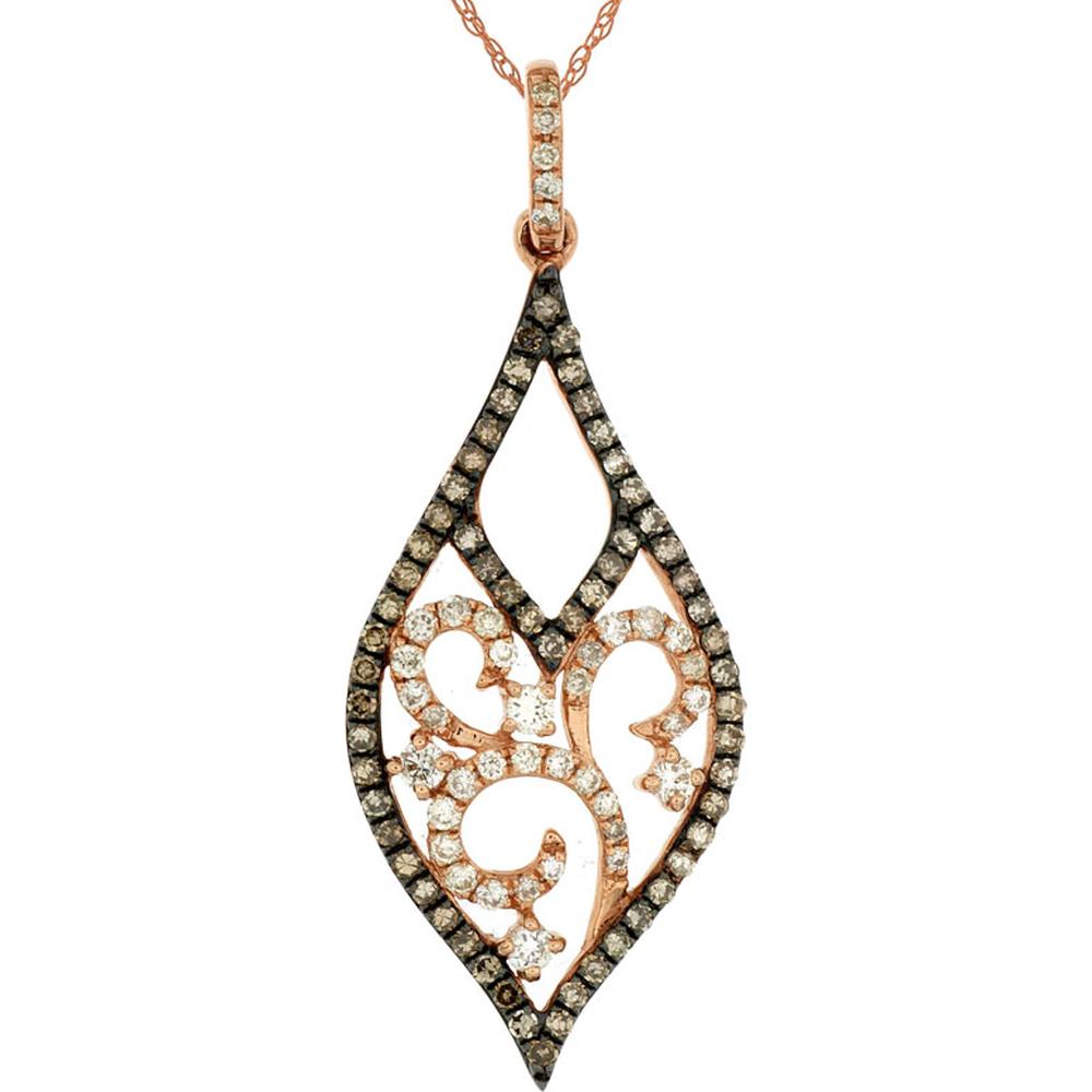 Royal 14K Rose Gold Pendant with Diamond and Mocha Diamond - 0.53 Carat Total Diamond Weight