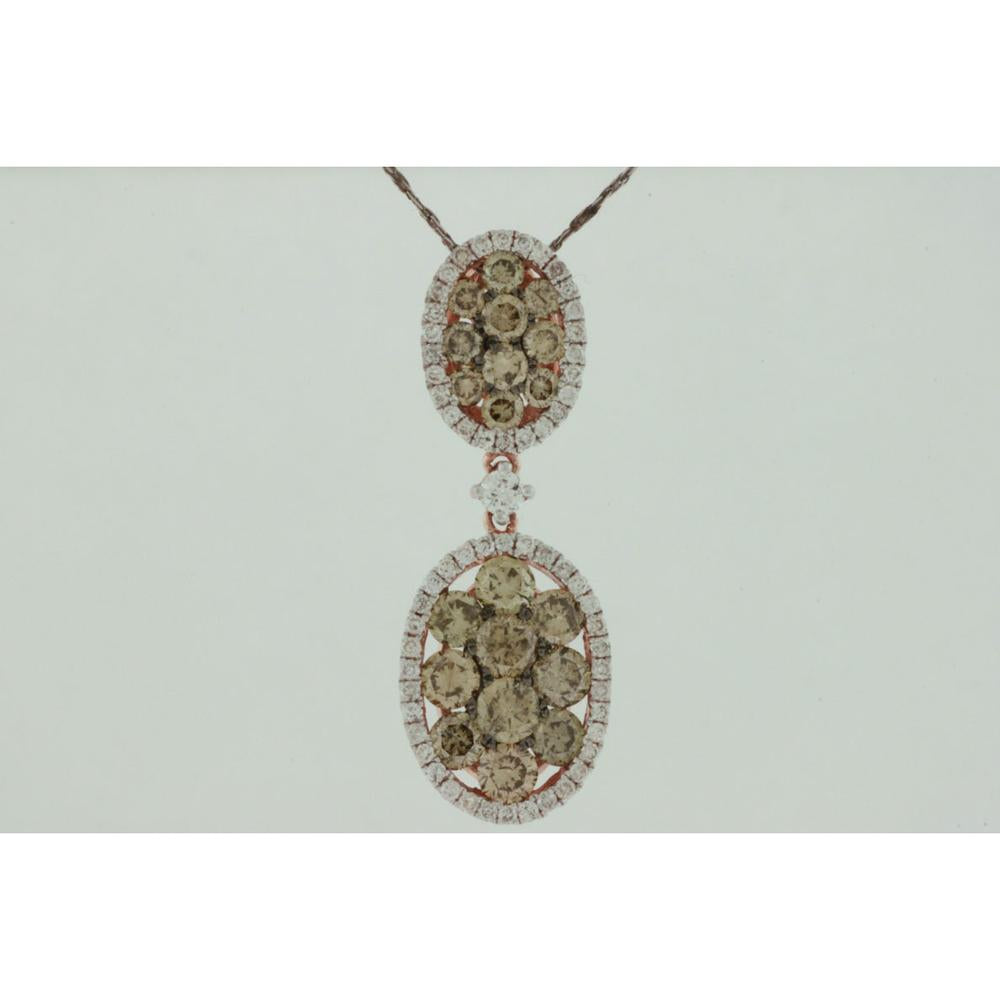 Royal 14K Rose Gold Pendant with Round Mocha and White Diamonds - 2.15 Carats Total Diamond Weight