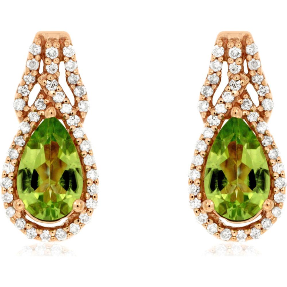 Royal 14K Rose Gold Peridot & Diamond Earrings - Exquisite Garden Glamour