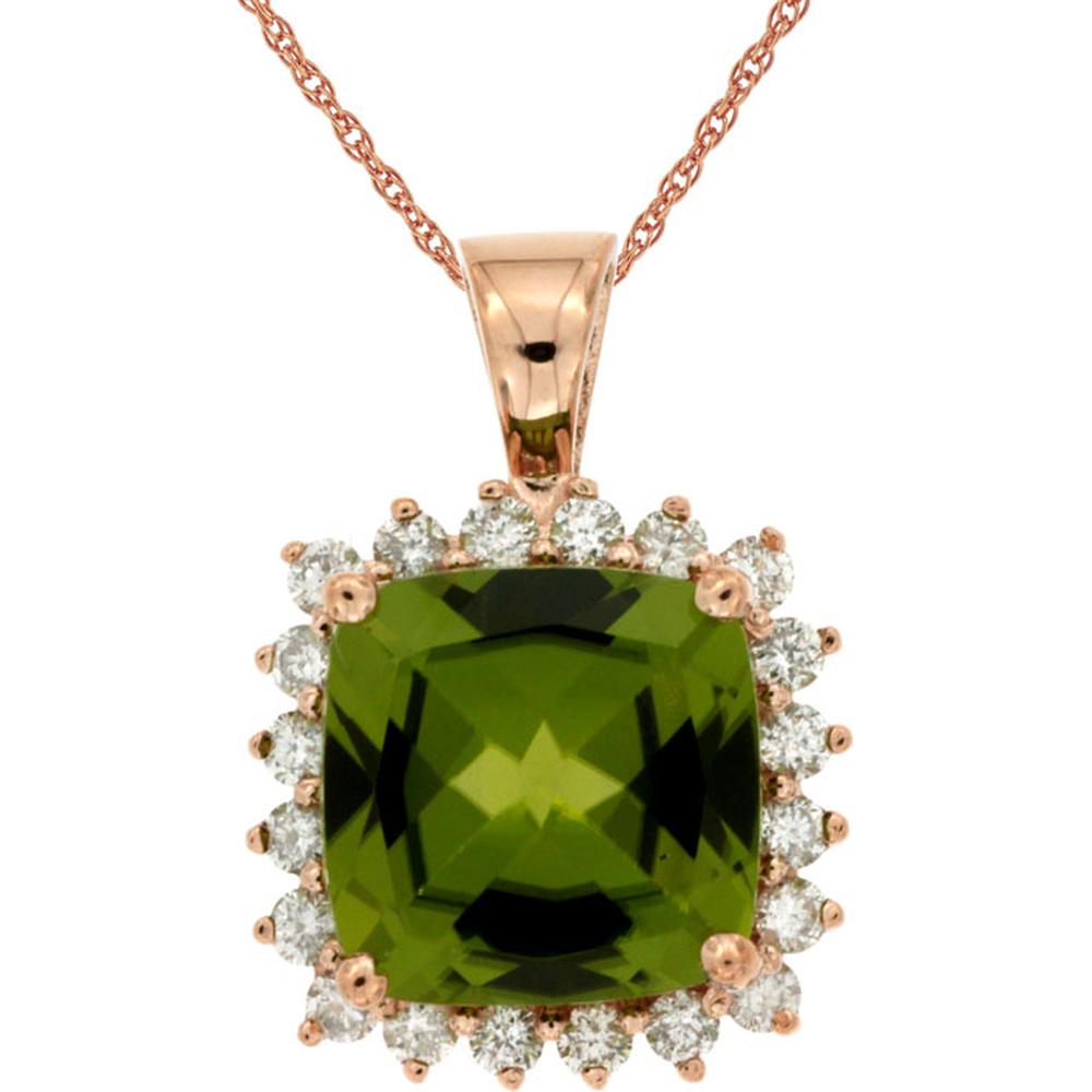 Royal 14K Rose Gold Peridot & Diamond Pendant - 4.65 Carat Total Gem Weight