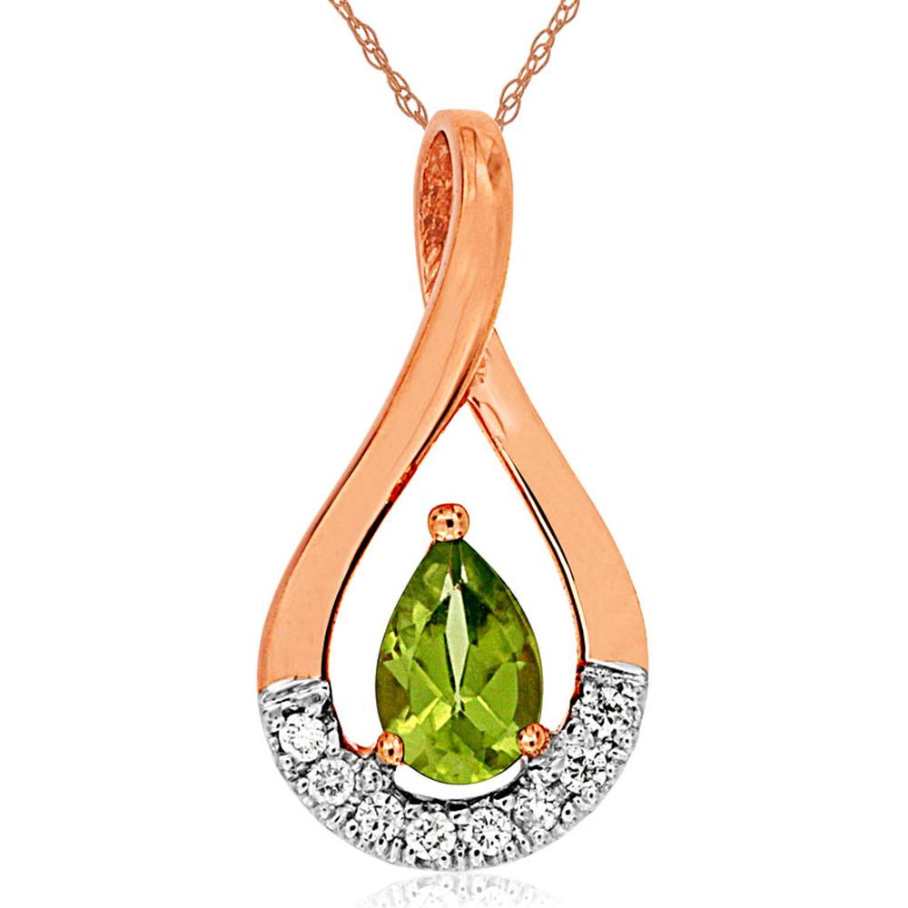 Royal 14K Rose Gold Peridot & Diamond Pendant - Nature's Radiant Charm
