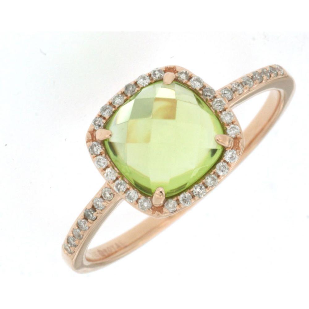 Royal 14K Rose Gold Peridot & Diamond Ring - 1.60 Carat Total Gem Weight