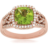 Royal 14K Rose Gold Peridot & Diamond Ring - 2.10 Carat Total Gem Weight