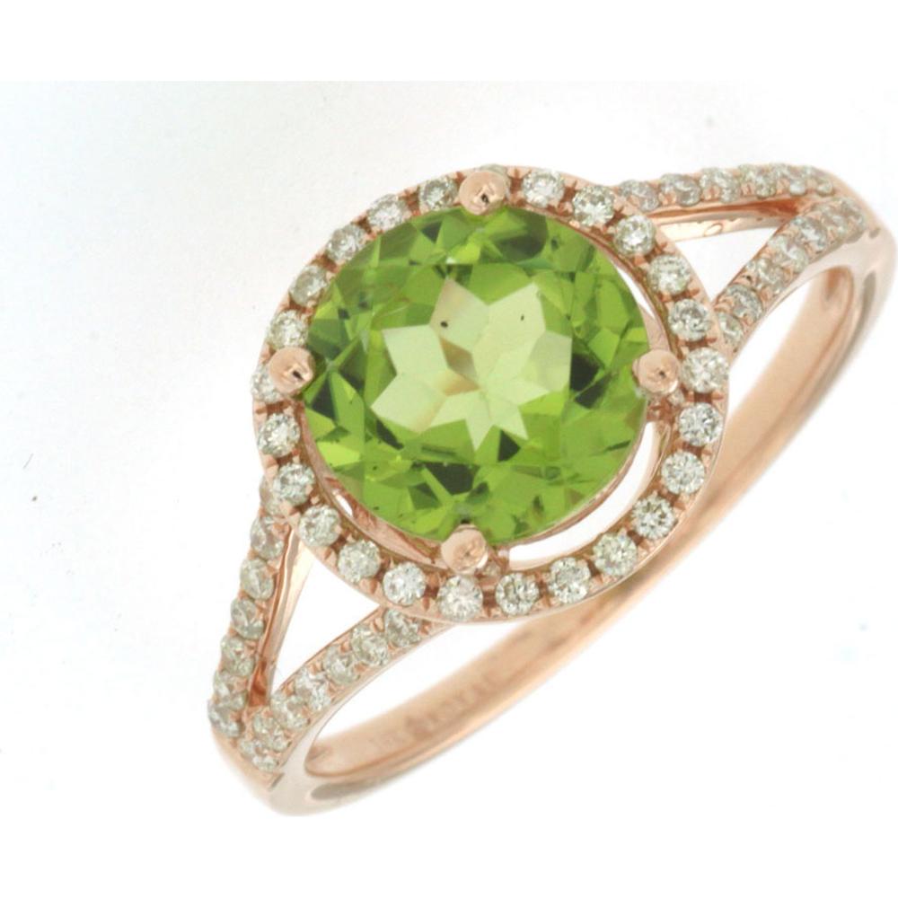 Royal 14K Rose Gold Peridot & Diamond Ring - 2.40 Carat Total Gem Weight
