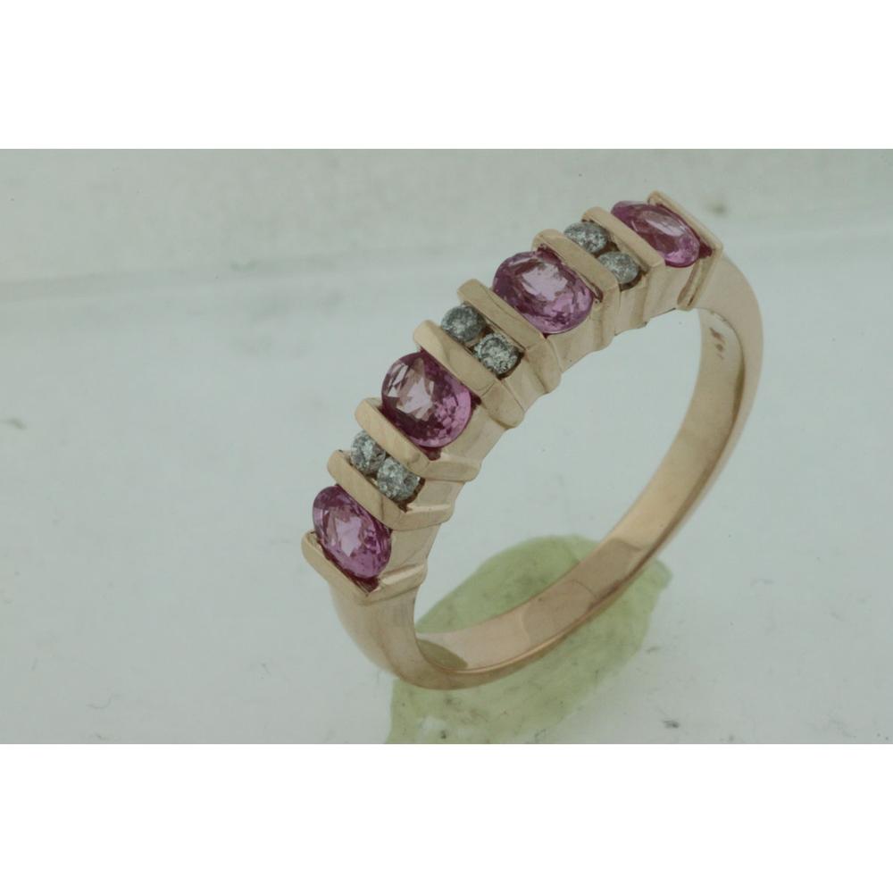 Royal 14K Rose Gold Pink Sapphire & Diamond Band - 1.00 Carat Total Sapphire Weight