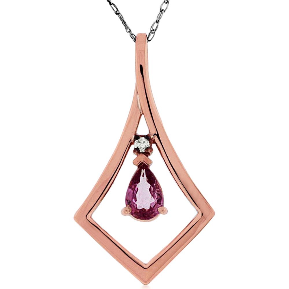 Royal 14K Rose Gold Pink Sapphire and Diamond Pear Pendant - Timeless Elegance
