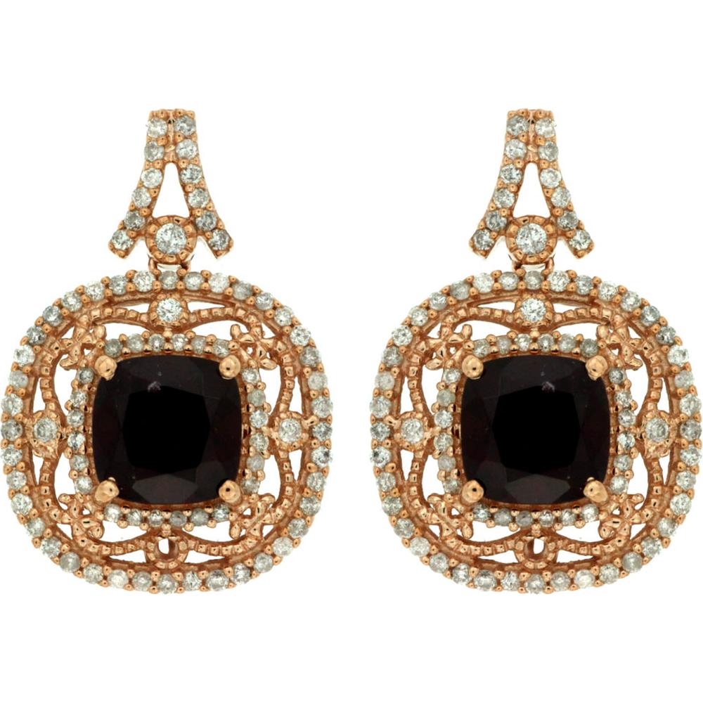 Royal 14K Rose Gold Rhodolite & Diamond Earrings - 3.35 Carat Total Gem Weight