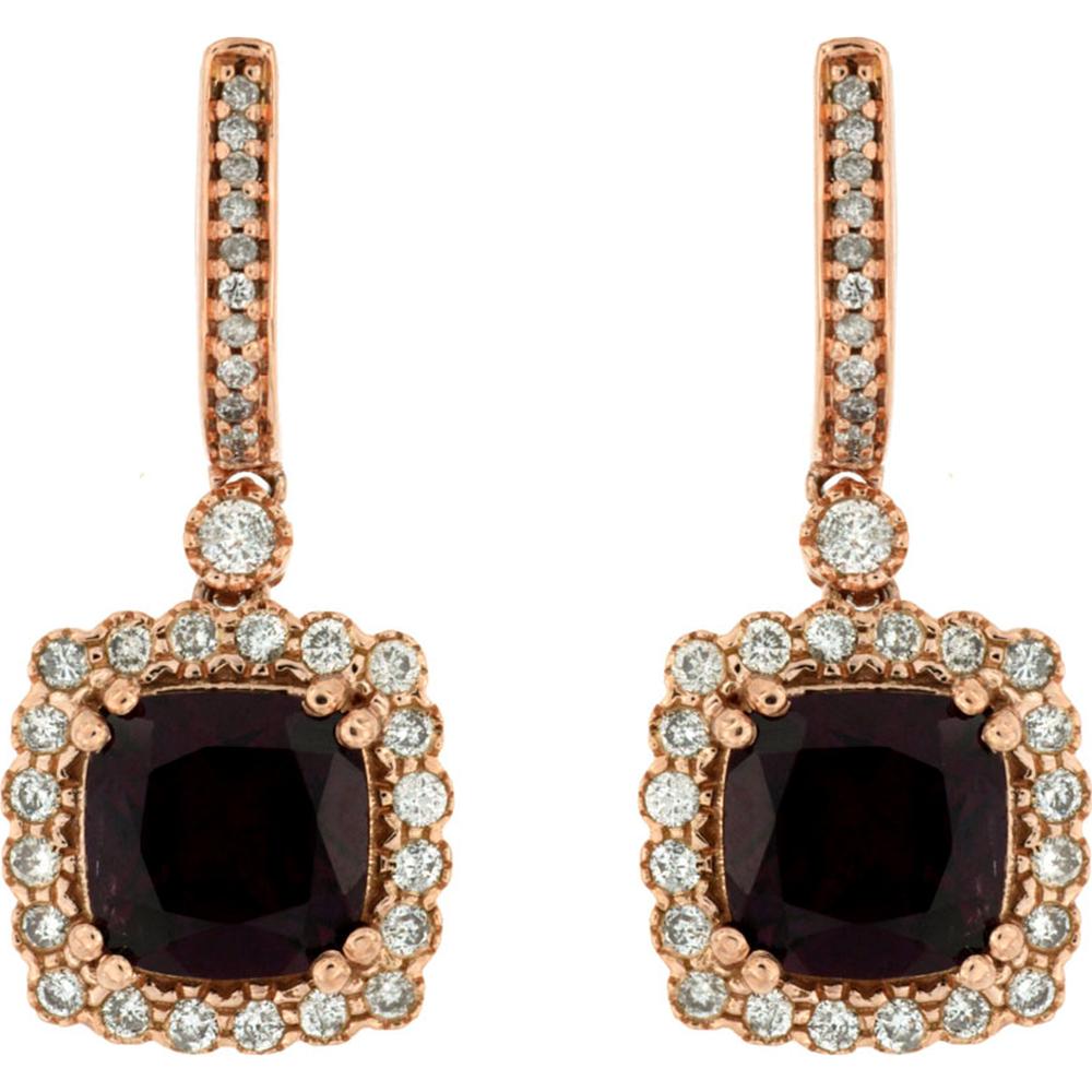 Royal 14K Rose Gold Rhodolite & Diamond Earrings - 5.18 Carat Total Gem Weight