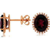 Royal 14K Rose Gold Rhodolite & Diamond Earrings - 6.35 Carat Total Gem Weight