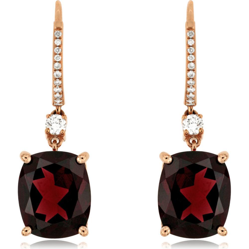 Royal 14K Rose Gold Rhodolite & Diamond Earrings - 9.80 Carat Total Rhodolite Weight
