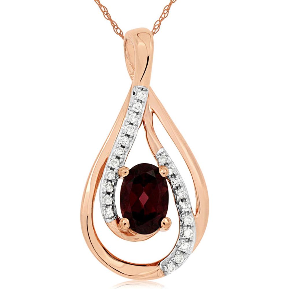 Royal 14K Rose Gold Rhodolite & Diamond Halo Pendant - 0.60 Carat Rhodolite, 0.08 Carat Diamonds