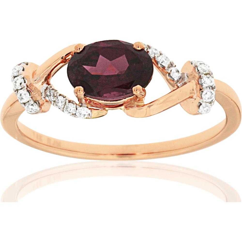 Rose Rhd Royal 14K Rose Gold Rhodolite & Diamond Oval Ring - 1.00 Carat RHD Tot ...