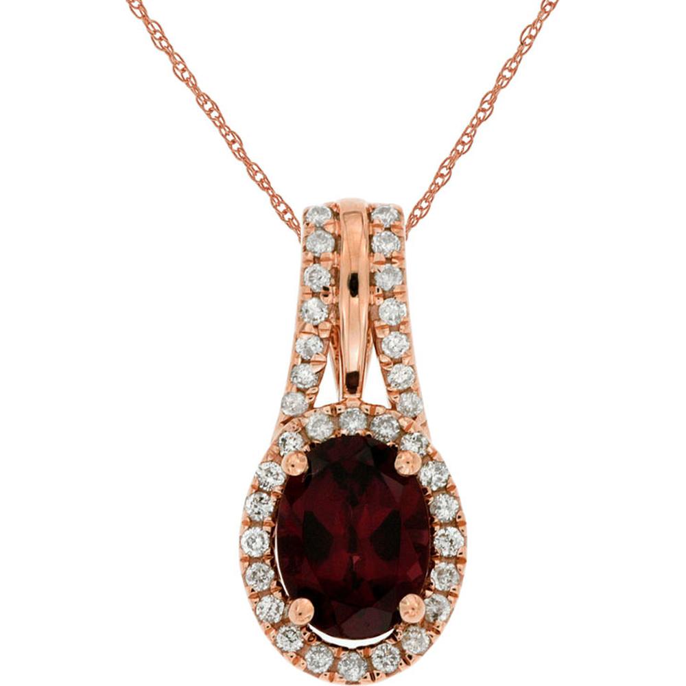 Royal 14K Rose Gold Rhodolite & Diamond Pendant - 1.50 Carat Main Stone Weight