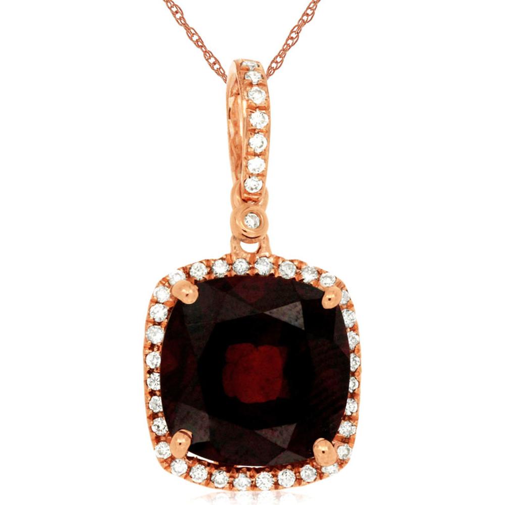 Royal 14K Rose Gold Rhodolite & Diamond Pendant - 4.90 Carat Total Gem Weight