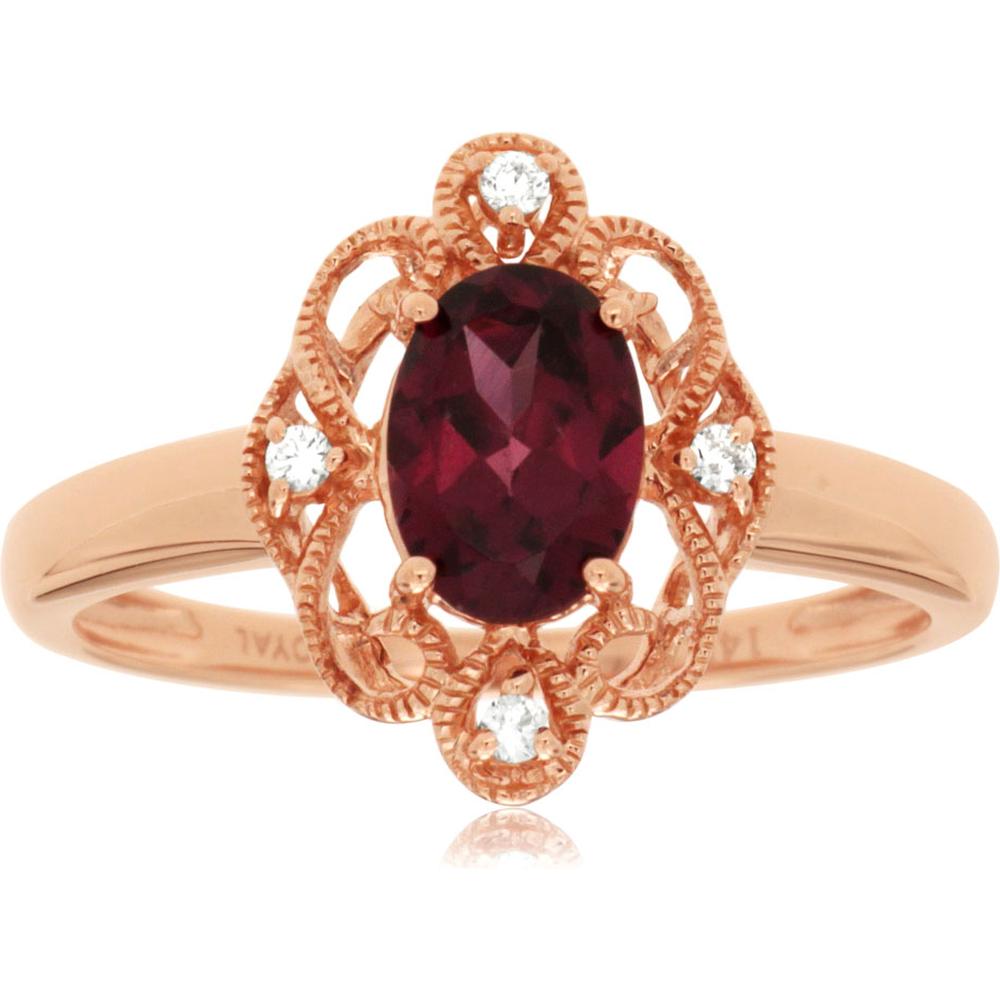Royal 14K Rose Gold Rhodolite & Diamond Ring - 1.00 Carat Main Stone
