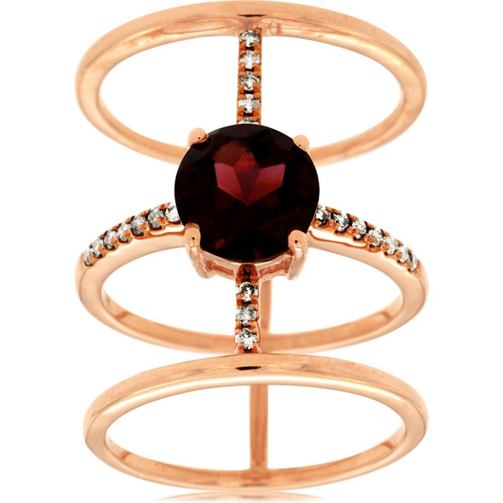 Royal 14K Rose Gold Rhodolite & Diamond Ring - 1.50 Carat Rhodolite, 0.18 Carat Diamond Total Weight