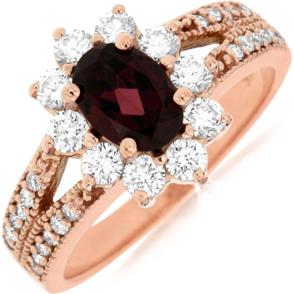Royal 14K Rose Gold Rhodolite & Diamond Ring - 1.84 Carat Total Gem Weight