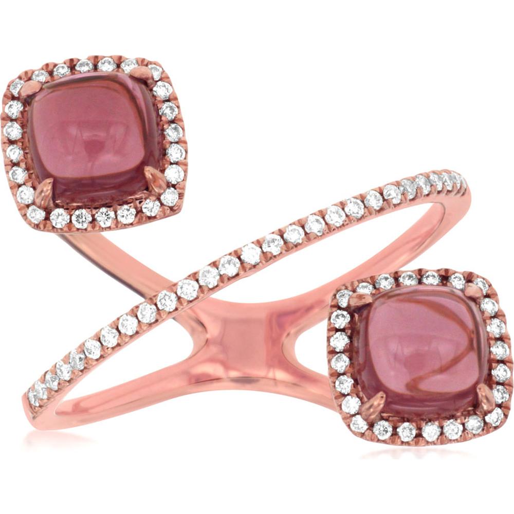 Royal 14K Rose Gold Rhodolite & Diamond Ring - Exquisite Cushion-Cut Beauty