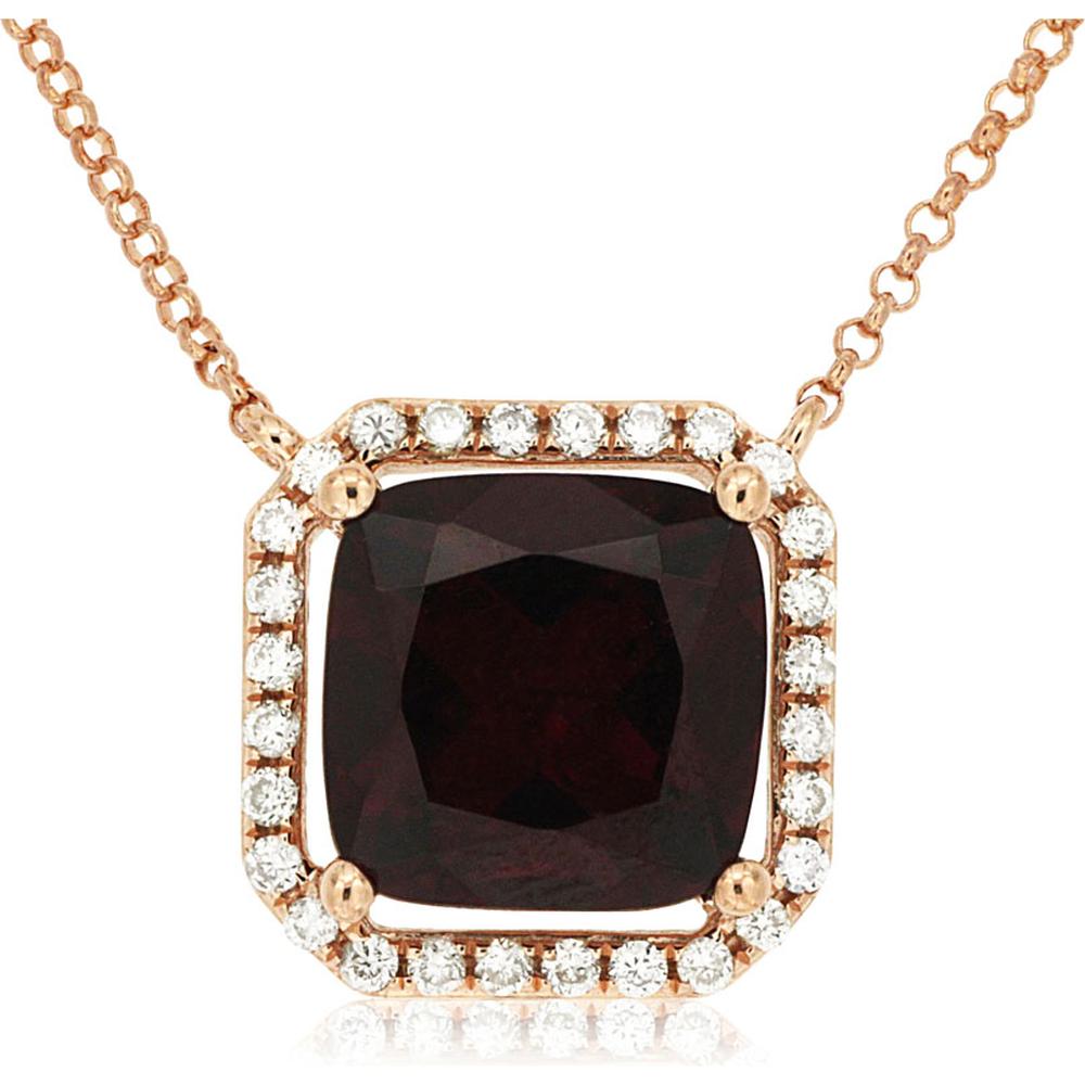 Royal 14K Rose Gold Rhodolite Pendant with Halo of Diamonds - 2.79 Carats Total Weight