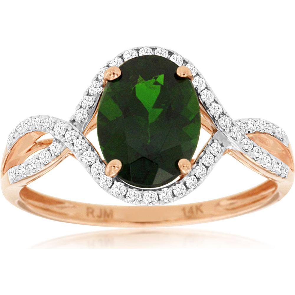 Royal 14K Rose Gold Ring with Oval 2.05 Carats Russalite and 0.22 Carats Diamond Halo