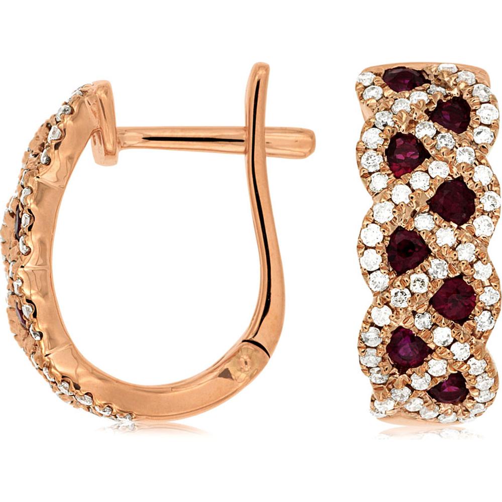 Royal 14K Rose Gold Ruby & Diamond Earrings - 0.94 Carats Total Gem Weight