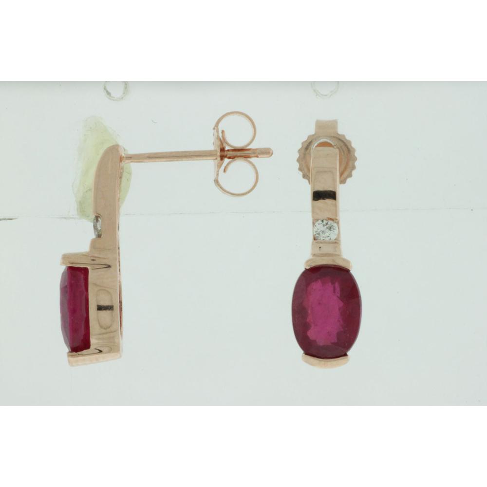 Royal 14K Rose Gold Ruby & Diamond Earrings - 1.80 Carat Total Ruby Weight