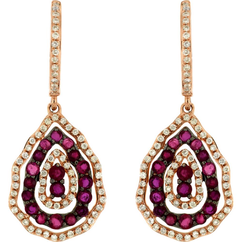 Royal 14K Rose Gold Ruby & Diamond Earrings - Timeless Elegance