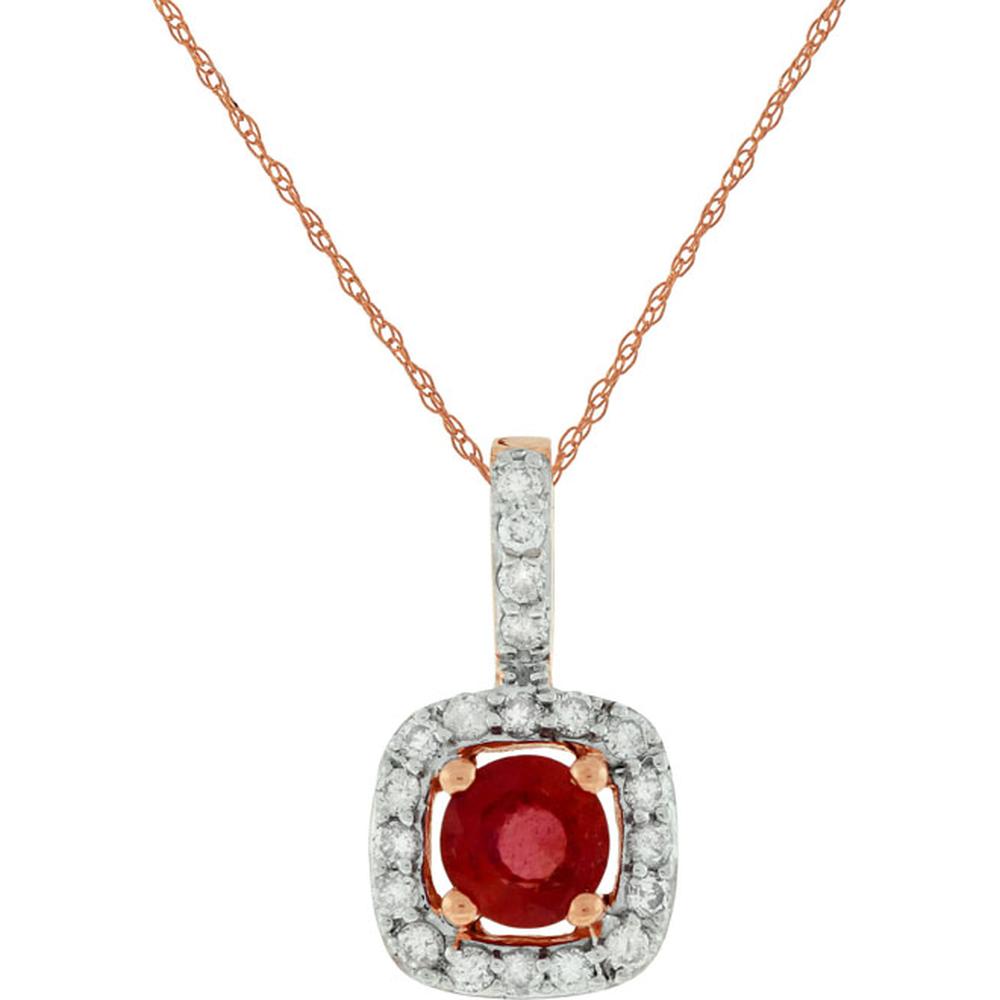 Royal 14K Rose Gold Ruby & Diamond Pendant - Exquisite Elegance