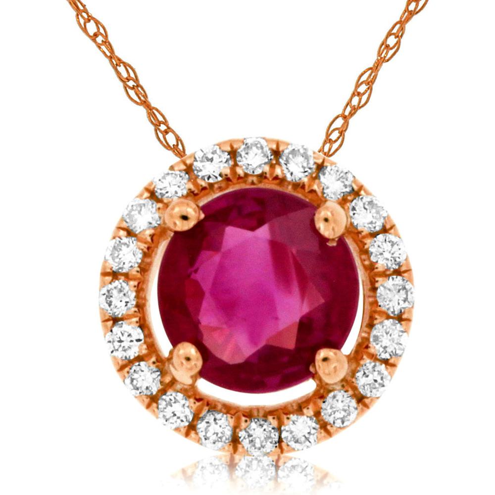 Royal 14K Rose Gold Ruby & Diamond Pendant - Timeless Elegance