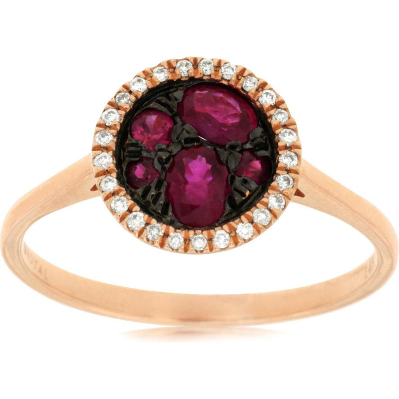 Royal 14K Rose Gold Ruby & Diamond Ring - 0.55 Carat Ruby, 0.08 Carat Diamond