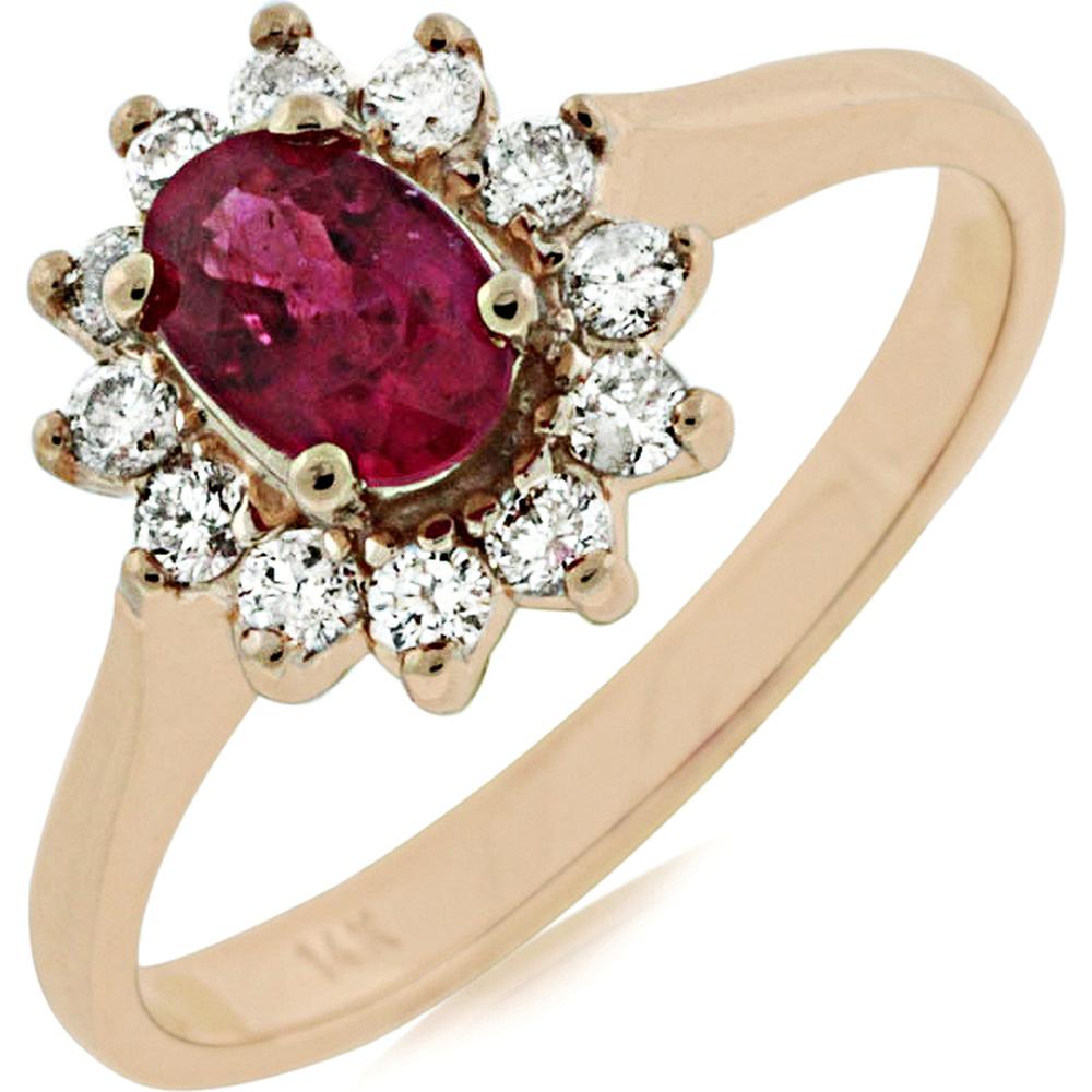 Royal 14K Rose Gold Ruby & Diamond Ring - 0.60 Carat Ruby, 0.32 Carat Diamond Total Weight